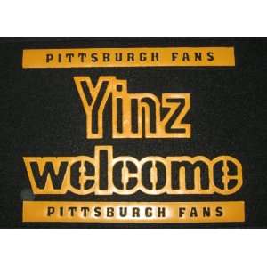  Jumbo Black YINZ WELCOME Pittsburgh Football Door Mat 