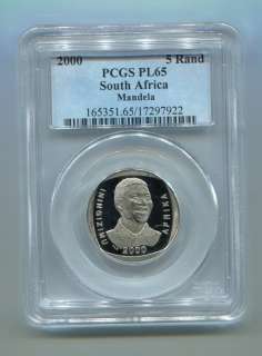 PCGS PROOF PL 65 SOUTH AFRICA Nelson Mandela R5 Year 2000 Coin  