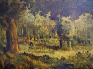 FRAMED OIL PAINTING OOC FRENCH FOREST CLEARING 1800s  