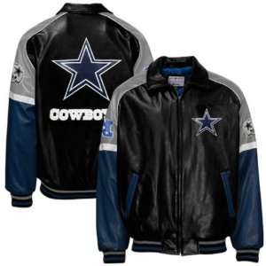  Men`s Dallas Cowboys Black Pleather Varsity Jacket Sports 