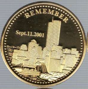 World Trade Center 9 11 & Pentagon Gold Plated Coins  