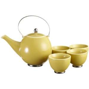  Yedi Houseware Japanese Teapot with 4 Teacups, Yellow 