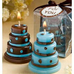  Baby Shower Favors  Blue and Brown Wedding Cake Candle 