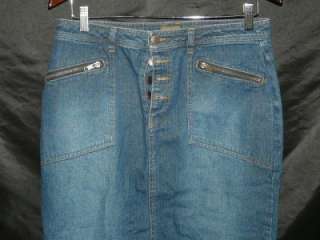  Caslon 10 Long Straight Blue Jean Denim Skirt Button Fly 