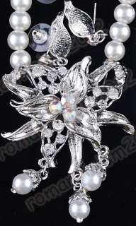 FREE Wedding pearl crystal choker necklace EARRING set  