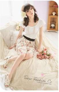 Graceful Romantic Floral New Skirt Apricot  