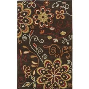   Athena Brown Red Flowers Scrolls Contemporary 5 x 8 Rug (ATH 5037