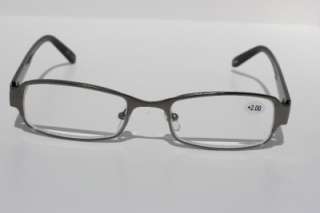 Gun metal rectangle reading glasses +1.25 unisex 1081  