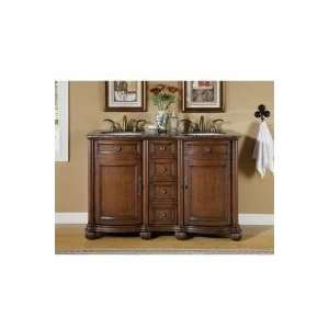  52 Inch Small Double Sink Vanity with Baltic Brown 