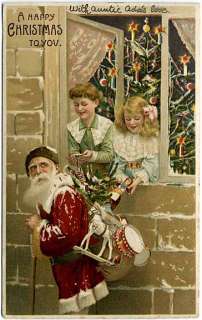 Hold to Light Christmas PC Santa Claus w/ Children #26  