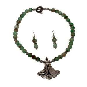  Green and Pink Jade Round Natural Stone Necklace with a 