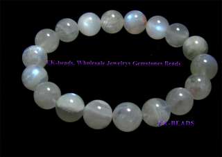 Natural Blue Moonstone Stretch Bracelet Round beads 11mm  