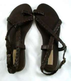 Michael Kors Brown Woven Leather Toe Ring Sandals 11M  