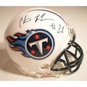   Johnson Autographed Tennessee Titans Riddell Mini Helmet Sports
