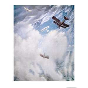 Dog Fight Among the Clouds Giclee Poster Print by C.r.w. Nevinson 