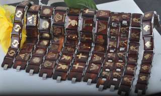   stainless steel&annatto mix narrow&wide bracelets/B 1188  
