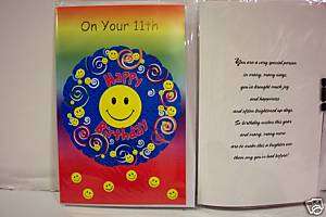 smiley face greeting card 11th BIRTHDAY happy smile  