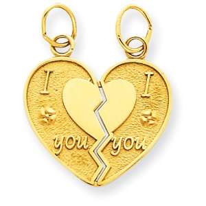  14k Gold I Love You break apart heart Charm Jewelry