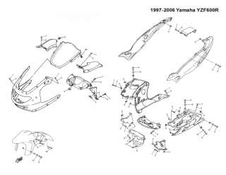 YZF600R Yamaha 97 06 Fairing Bolts Complete Bolt Kit 98  