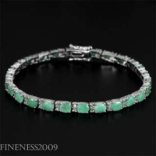 ELEGANT NATURAL OVAL FACET GREEN EMERALD SAPPHIRE STERLING 925SILVER 