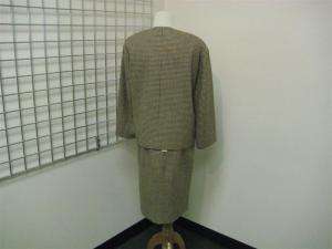 YVES SAINT LAURENT Brown Houndstooth Wool Suit 38 6 WOW  