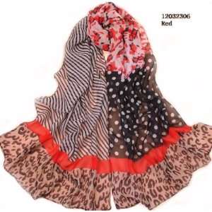  40% silk, 60% polyester scarf RED, fashion shawl, new 