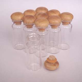 10x 12ml Clear Glass Bottles Vials w/ Wooden Cap Lid  