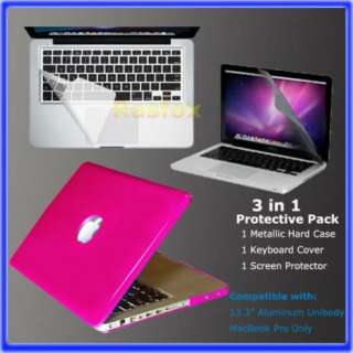 Pink 13.3 Inch MacBook Pro Metallic Hard Case,Keyboard Cover & Screen 