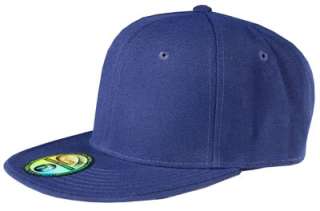 Fitted BALL CAP FLAT BILL PLAIN HAT NAVY BLUE 7 1/2  