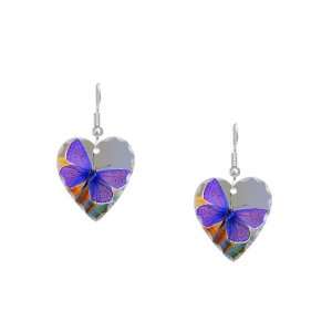  Earring Heart Charm Xerces Purple Butterfly Artsmith Inc 