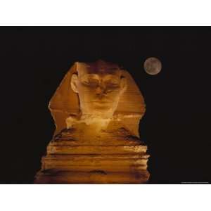  A View of the Great Sphinx at Night, Lit by a Light Show 