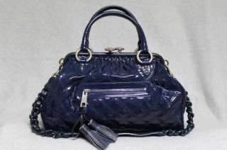 Marc Jacobs Patent Leather Navy Stam Bag New $1475 Retail  