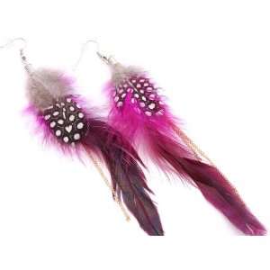  Fabulously Fun Hot Pink Feather, Polka Dot Feather & Chain 