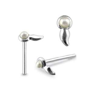  Sperm with Pearl Straight Nose Pin Jewelry