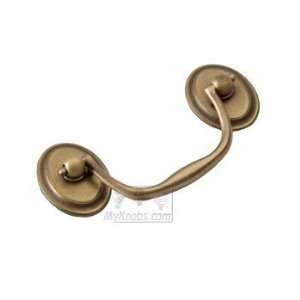 Classic brass 3 (76mm) bail pull and rosettes in weathered brass