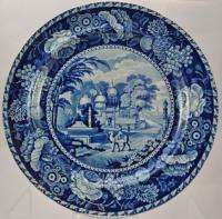 John Hall Blue Staffordshire Plate Mohamedan Mosque and Tomb near 
