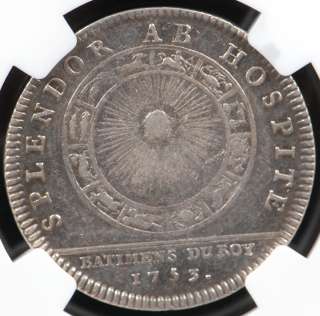 1753 France Silver Jeton Bastimens Du Roi NGC XF Detail  