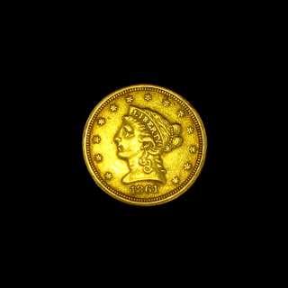 1861 Liberty Head $2.5 US Gold Coin, 1/4 Eagle,4+ grams  