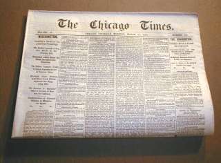 Rare 1870 CHICAGO TIMES newspaper PRE FIRE imprint   