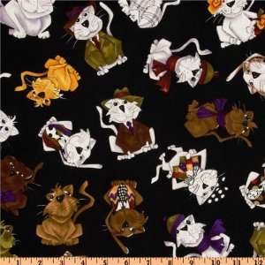  44 Wide Spice Cats Fashionable Kitties Black Fabric By 