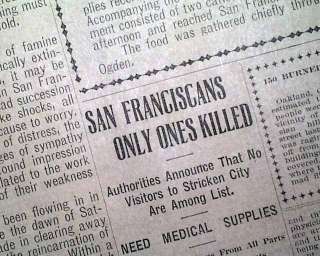 SAN FRANCISCO EARTHQUAKE Disaster Photos 1906 Newspaper  