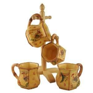   Rooster, 4pc Mug with Holder Set, 83980 By ACK