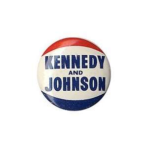 Pinback button promoting John Kennedy for president and Lyndon Johnson 