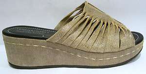 DONALD J PLINER SKEE Leather Natural Womens Wedges Sandals 9.5 M 