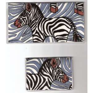  Checkbook Cover Debit Set Made with Zebra Fabric 