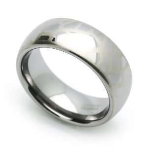 8MM Comfort Fit Tungsten Carbide Wedding Band Patterned Domed Ring (7 
