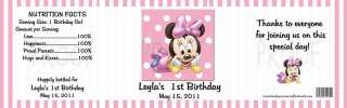 Birthday 1st Birthday MINNIE MOUSE WATER BOTTLE LABELS  