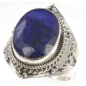   925 Sterling Silver Created SAPPHIRE Ring, Size 9.25, 7.93g Jewelry