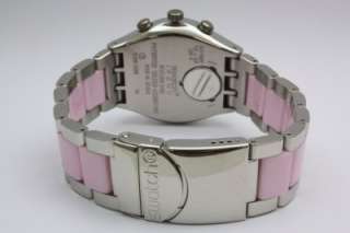 New Swatch Irony Dream Pink Chronograph Ceramic Crystal Women Date 