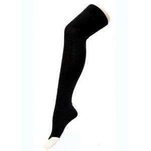   Black Solid Colored Over The Knee Socks Size 9 11 